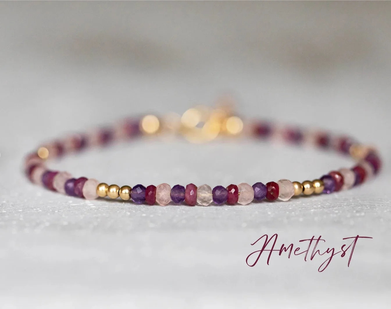 Amethyst beaded bracelet / February Birthstone / Aquarius & Pisces Zodiac / Amethyst Jewelry