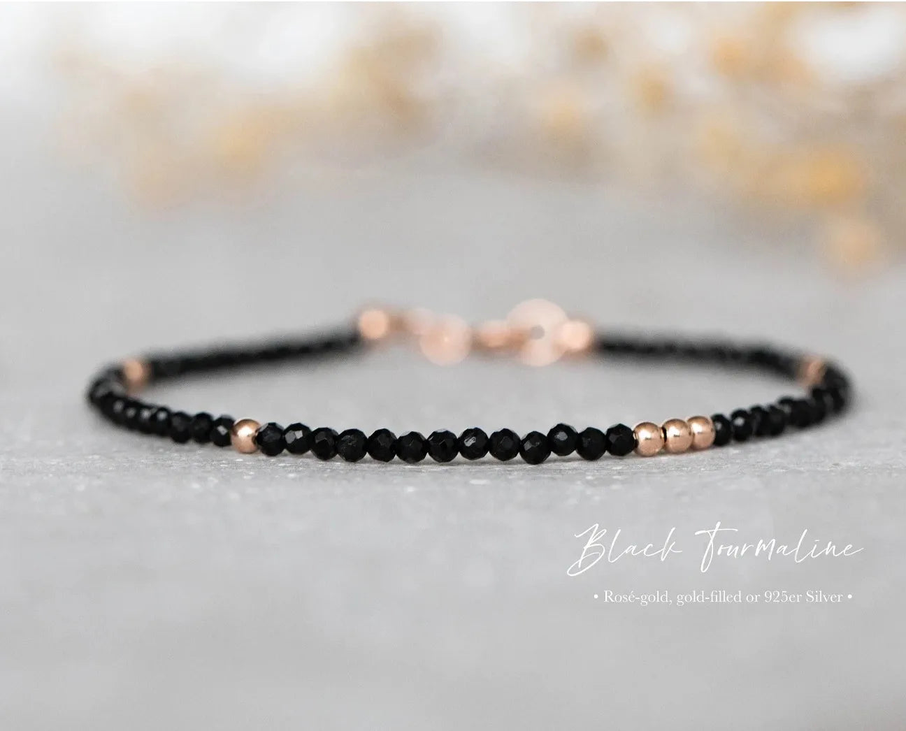 Black Tourmaline Bracelet / Empath Protection Jewelry / Minimalist Gemstone Bracelet