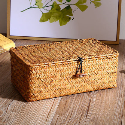 Straw rattan woven storage basket