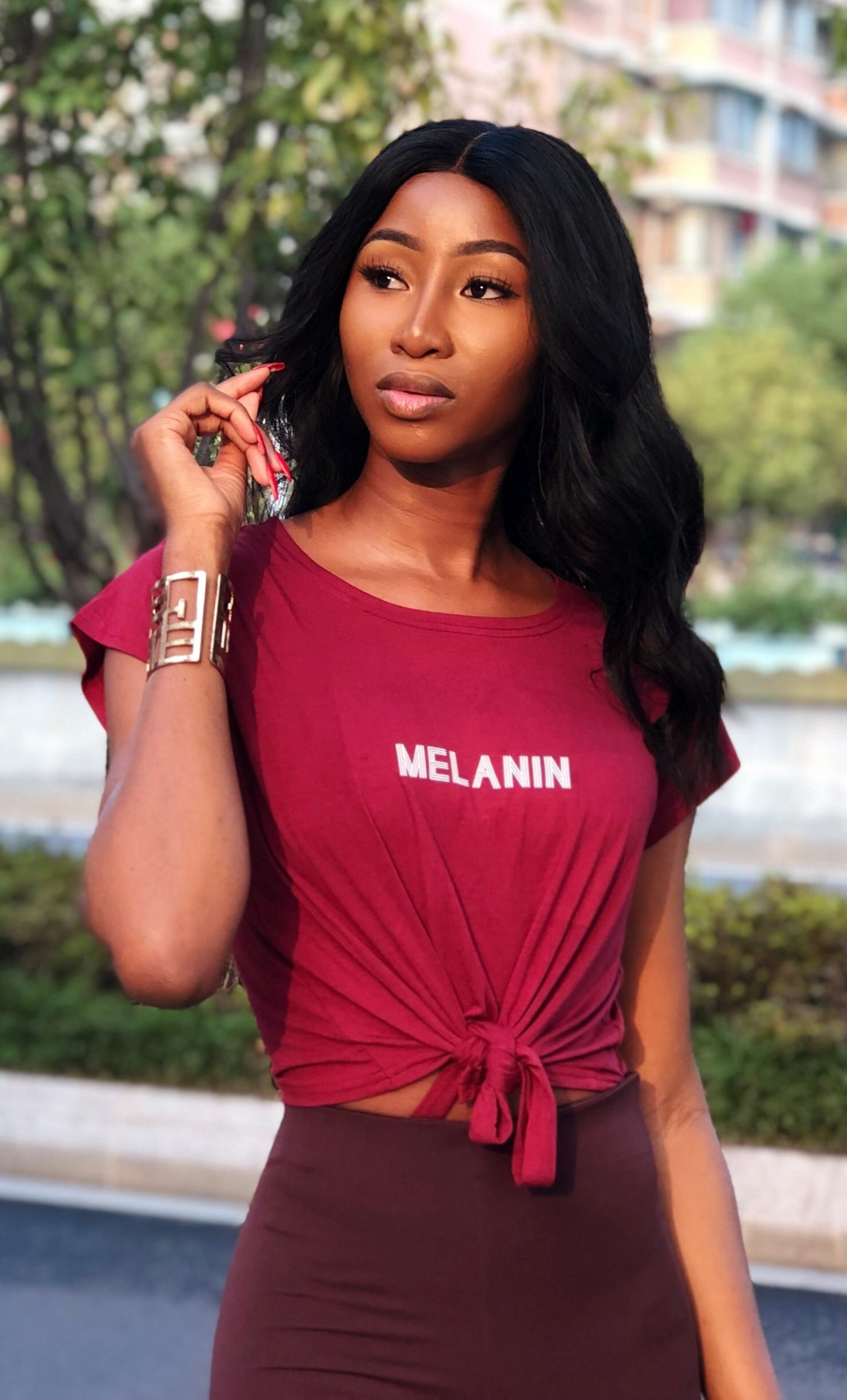 Melanin - Tie-Front Crop Top