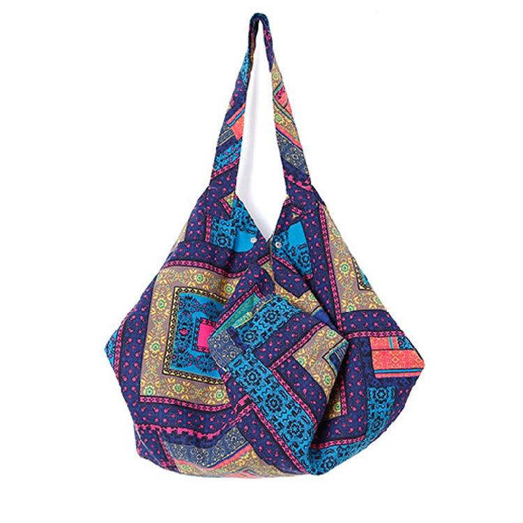 Women's single shoulder leisure hemp cotton handbag