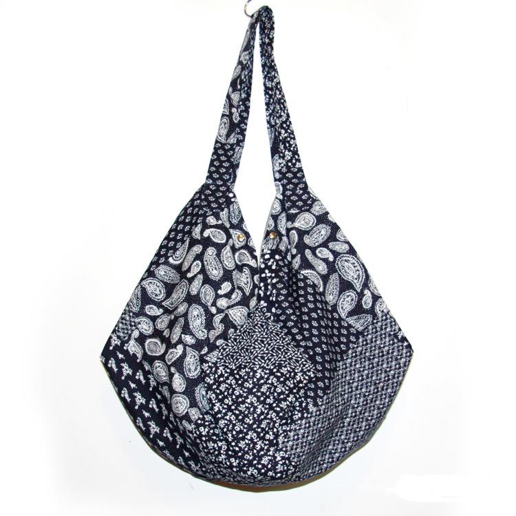 Women's single shoulder leisure hemp cotton handbag