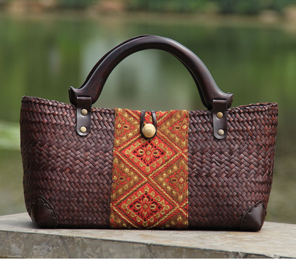 New woven women's rattan leisure national style handbag (Urban Simplicity)