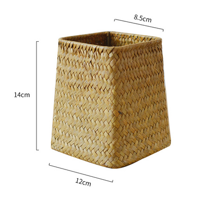 Hand woven straw flower and utensil vase, Storage Nordic style vase