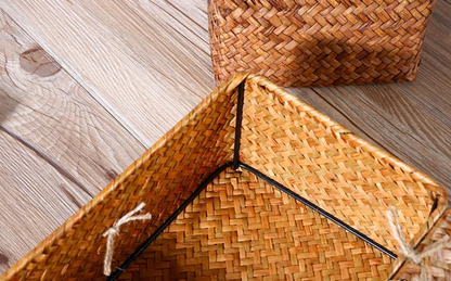 Straw rattan woven storage basket