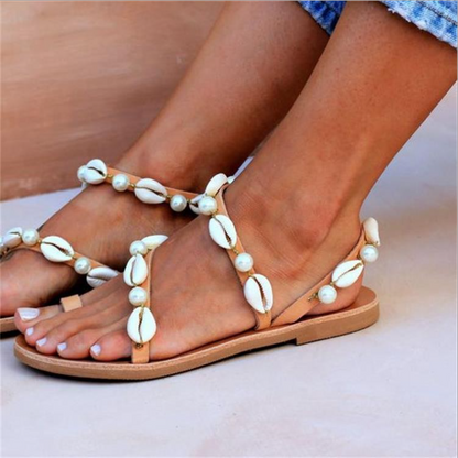 Ethnic Style Shell Pearl Anklet Female Cross-border sandals