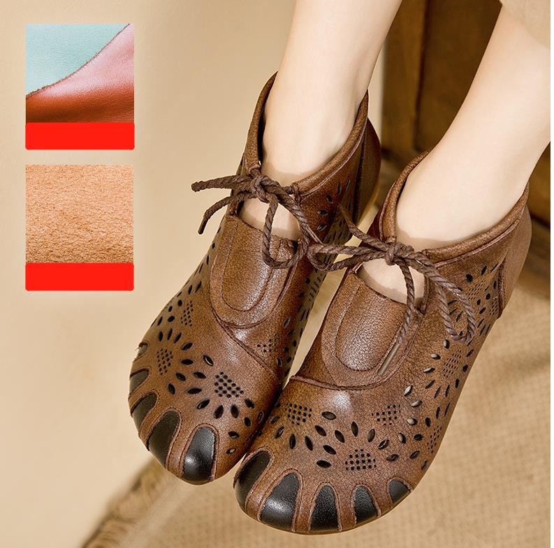 Hollow retro flat heel ethnic style women's summer short boots