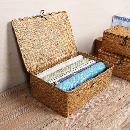 Straw rattan woven storage basket