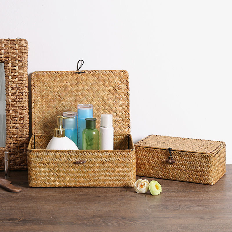 Straw rattan woven storage basket