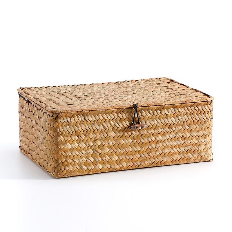 Straw rattan woven storage basket